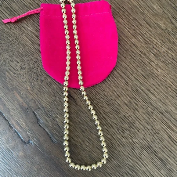 14k 7mm Gold Beaded Necklace - Picture 4 of 5